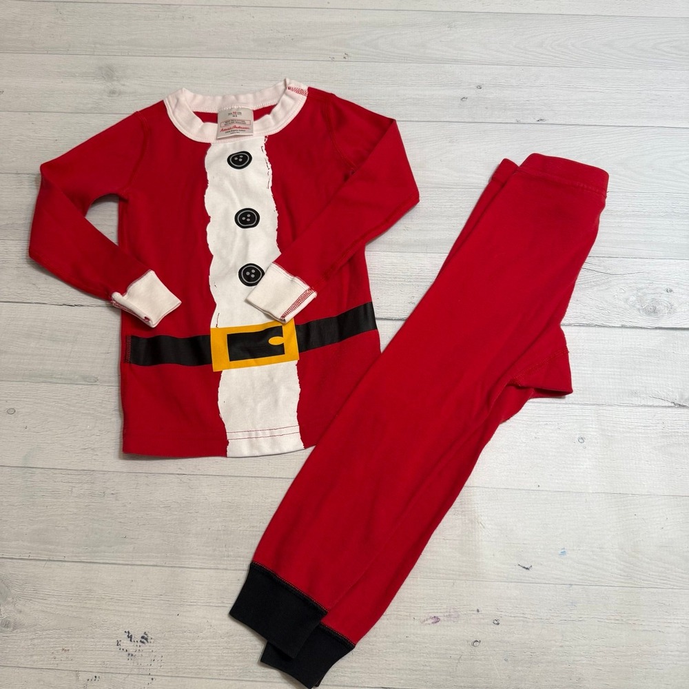Hanna Andersson Red Santa Belt Pajama Set with Yellow Buckle